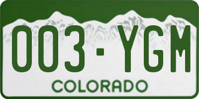 CO license plate 003YGM