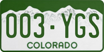 CO license plate 003YGS