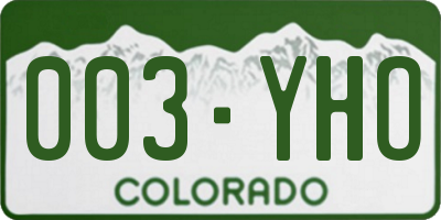 CO license plate 003YHO