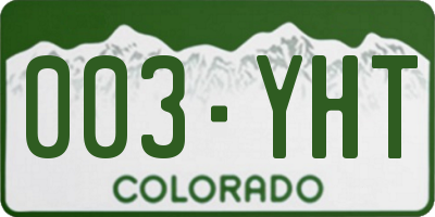 CO license plate 003YHT