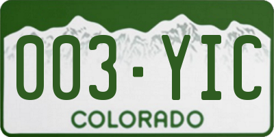 CO license plate 003YIC