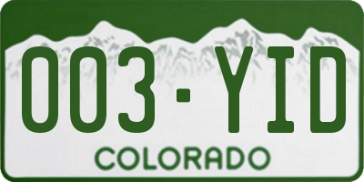 CO license plate 003YID