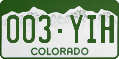 CO license plate 003YIH