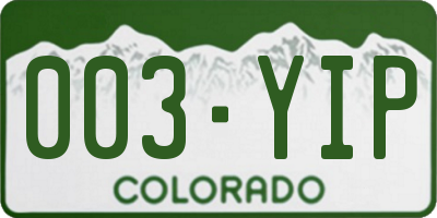 CO license plate 003YIP