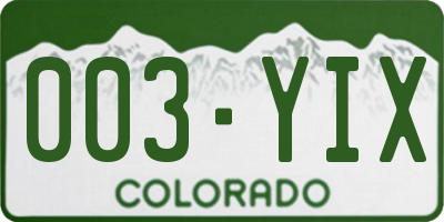 CO license plate 003YIX