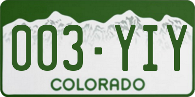CO license plate 003YIY