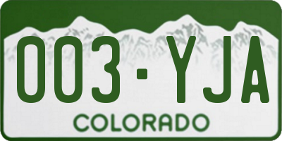 CO license plate 003YJA