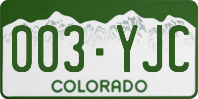 CO license plate 003YJC