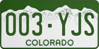 CO license plate 003YJS