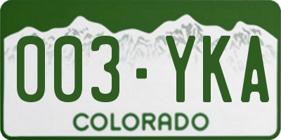 CO license plate 003YKA