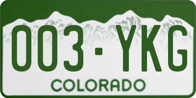 CO license plate 003YKG