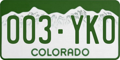 CO license plate 003YKO