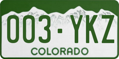 CO license plate 003YKZ