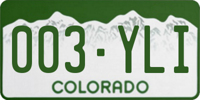 CO license plate 003YLI