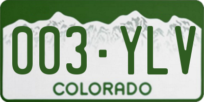 CO license plate 003YLV