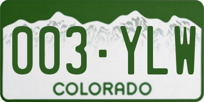 CO license plate 003YLW
