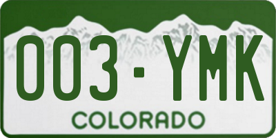 CO license plate 003YMK