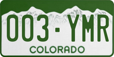 CO license plate 003YMR