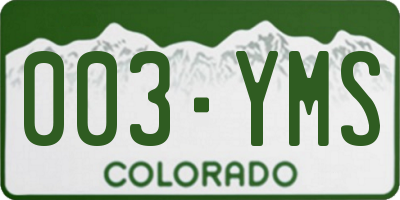 CO license plate 003YMS