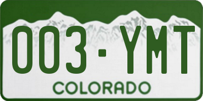 CO license plate 003YMT