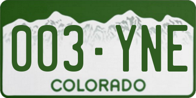 CO license plate 003YNE