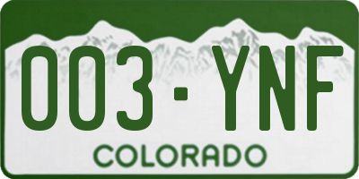 CO license plate 003YNF