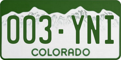 CO license plate 003YNI
