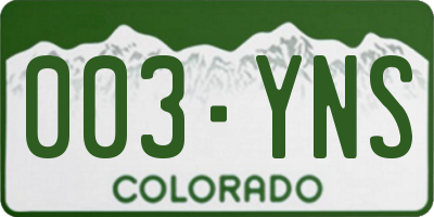 CO license plate 003YNS