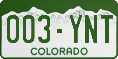 CO license plate 003YNT