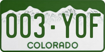 CO license plate 003YOF