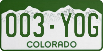 CO license plate 003YOG