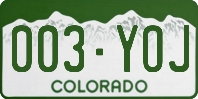 CO license plate 003YOJ