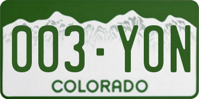 CO license plate 003YON