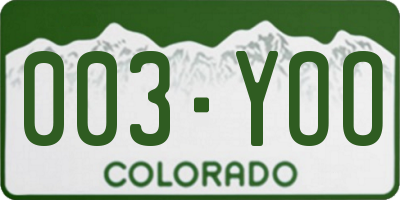 CO license plate 003YOO