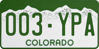 CO license plate 003YPA