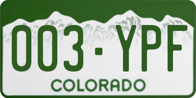 CO license plate 003YPF