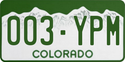 CO license plate 003YPM