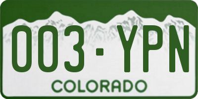 CO license plate 003YPN