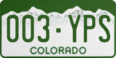 CO license plate 003YPS