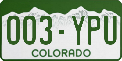 CO license plate 003YPU
