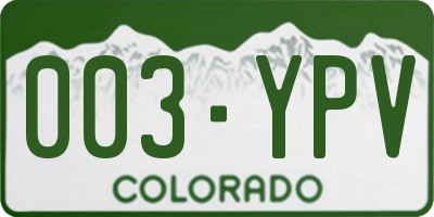 CO license plate 003YPV
