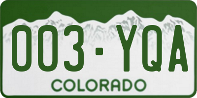 CO license plate 003YQA