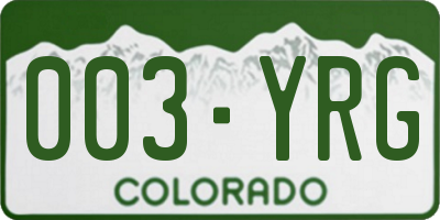 CO license plate 003YRG