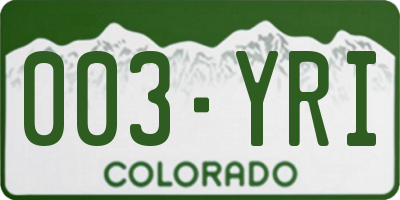 CO license plate 003YRI
