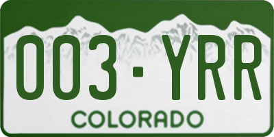 CO license plate 003YRR