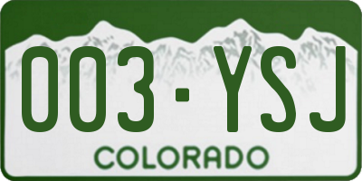 CO license plate 003YSJ