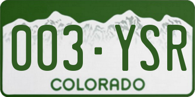 CO license plate 003YSR