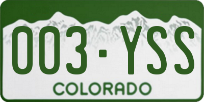 CO license plate 003YSS