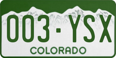 CO license plate 003YSX