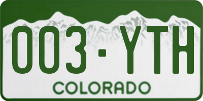 CO license plate 003YTH